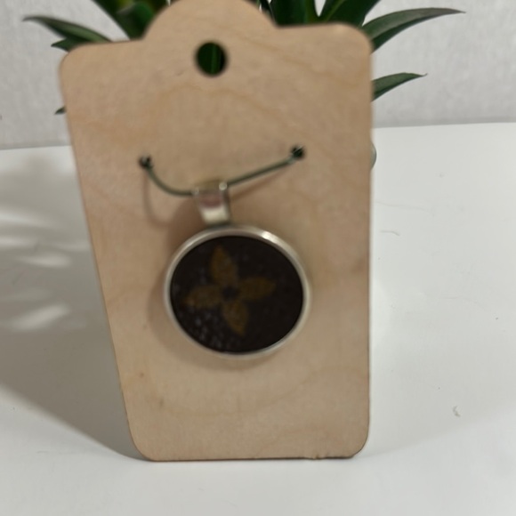 Custom Silver Tone Pendant with Authentic Louis Vuitton Monogram Canvas - Picture 1 of 2